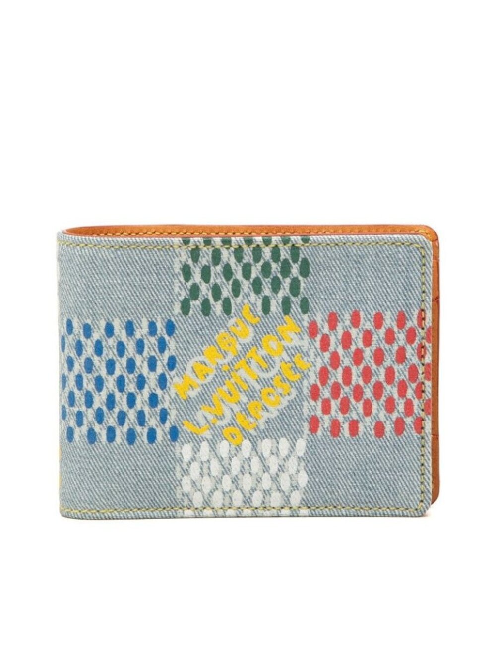 Louis Vuitton Damier Denim Portefeuille Multiple Bifold Wallet Blue Multicolor